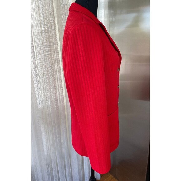 Vintage 80s blazer, cherry red, woman unlined jacket, Hobnobber Canada, 4/6 (S) - Picture 6 of 10